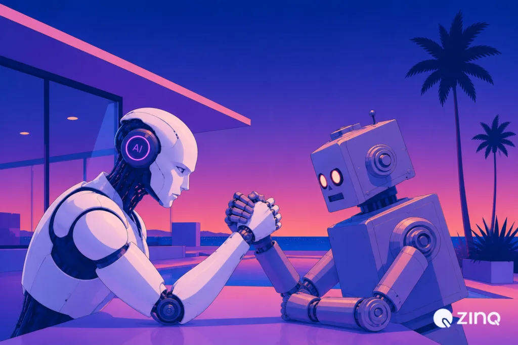 Illustration representing “AI agent vs chatbot: which does your workflow need”.