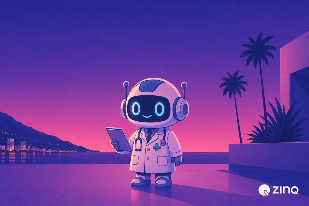 Illustration representing “How clinics can use AI for patient communication”.